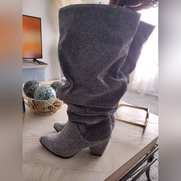 Silver Glitter Boots - Picture 1 of 6
